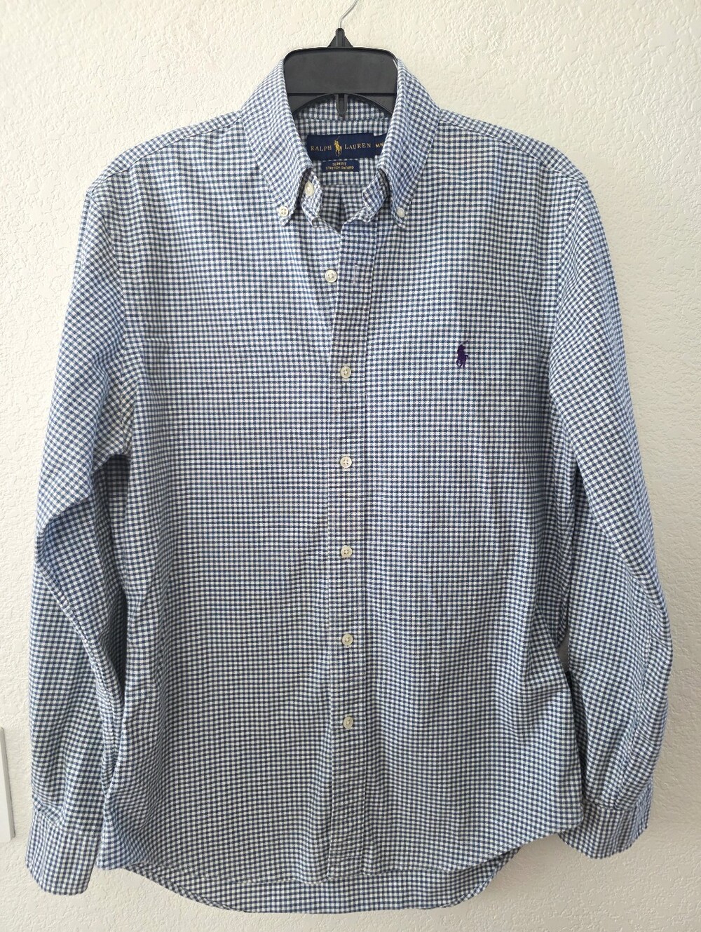 Ralph Lauren Slim fit Stretch Oxford Green and White Gingham Button-Down Shirt M